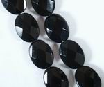 Egyptian Black Faceted Jet Oval Beads