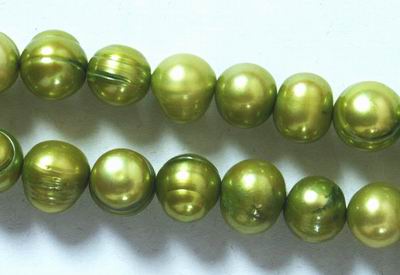 Lush Olive-Green Pearl Strand - 9mm