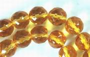 Vibrant Faceted Citrine Bead Strand -10mm