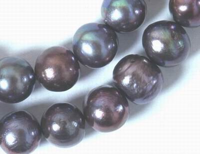 Huge Black Chinese Pearl Bead Strand - 11mm