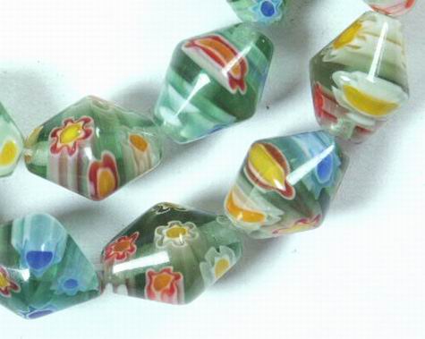 Colorful Bicone Millefiori Bead Strand