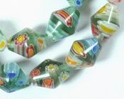 Colorful Bicone Millefiori Bead Strand