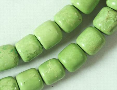 Vivid Green Gaspeite Drum Bead Strand