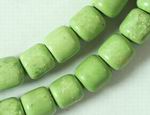 Vivid Green Gaspeite Drum Bead Strand