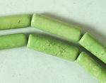 Pea-green Gaspeite Tube Bead Strand