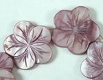 7 Large Carved Lilac China Sea Shell Flower Beads