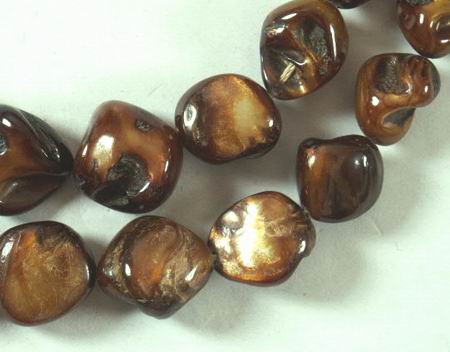Roasted Gold Mother-of-Pearl Nugget Bead Strand