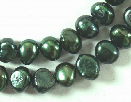 Metalic-Green Biwa Pearl Strand