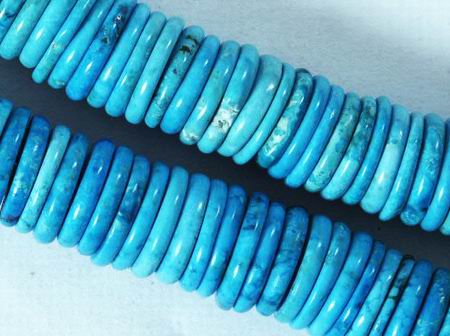 Blue Turquoise Disc Beads - 100 x 12mm
