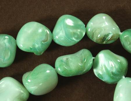 Aqua-Green Mother-of-Pearl Nugget Bead Strand