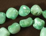 Aqua-Green Mother-of-Pearl Nugget Bead Strand