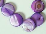 28 Unusual Purple Coin Mother-of-Pearl Beads