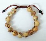 Chinese Writing & Flowers 12mm Bead Bracelet