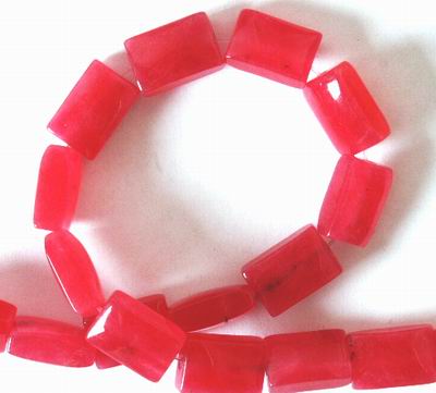 Seductive Ruby  Red Jade Cushion Beads -10mm