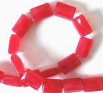 Seductive Ruby Red Jade Cushion Beads -10mm