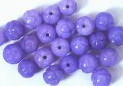 14 Carved Lavender Jade Football Beads - Unusual!