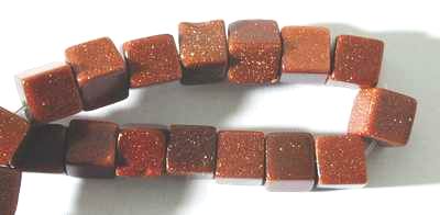 Glamorous 8mm Goldstone Cube Beads