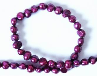 Deep-Plum Biwa Pearl Strands