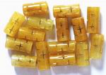 14 Carved Golden Yellow Chinese Jade Tube Beads
