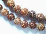 Unusual 12mm Carved Jasper - Long Bead Strand - Big & Heavy!