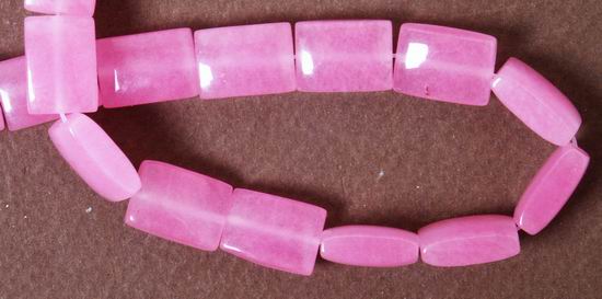 Hot Pink Jade Brick Bead Strand