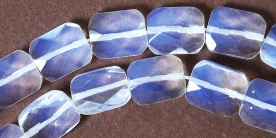 Striking Opalite Moonstone Faceted Brick Beads - With Romantic Blue Shimmer