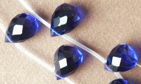 Faceted Teardrop Saphire Blue Quartz Bead Strand