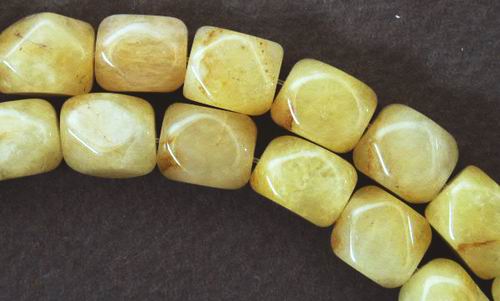 Faceted Yellow Jade Nugget Bead Strand