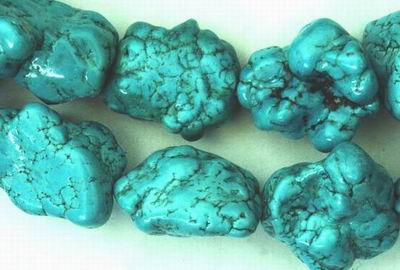 4 Huge Chinese Turquoise Chunk Beads
