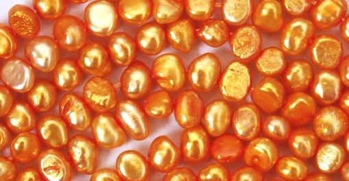 Beautiful Golden Orange Biwa Pearls
