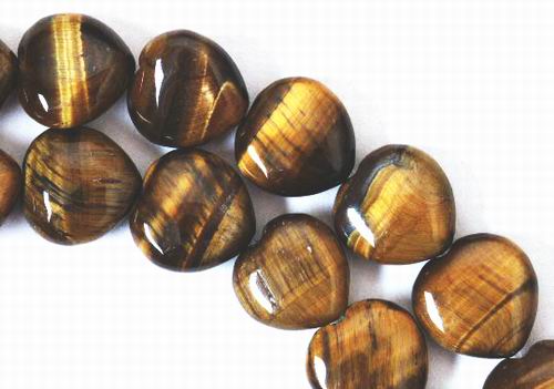 Unusual Tigers Eye Puff Heart Beads - for protection