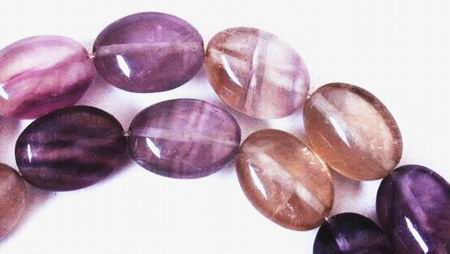 Beautiful Flourite Puff Oval Bead Strand