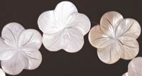 Carved White Flower Mother-of-Pearl Beads