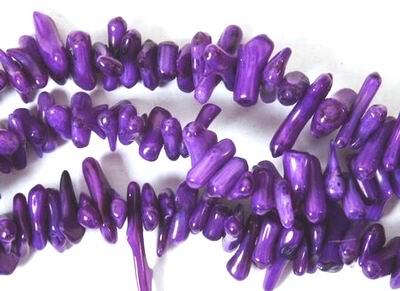 Unusual Rich Purple Coral Chip Beads