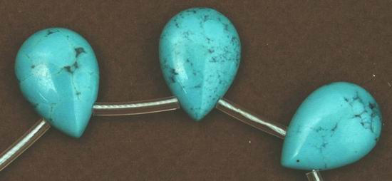 18  Blue Turquoise Flat-Briolette Beads