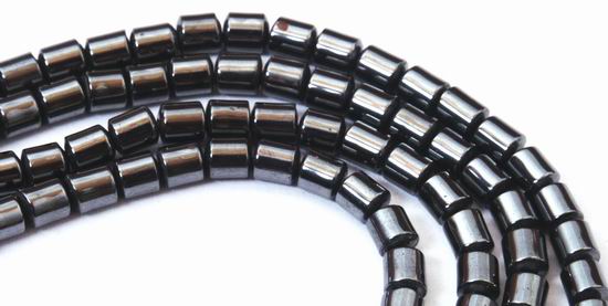 Icy Black Hematite Tube Beads