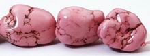 6 Huge Pink Turquoise Nugget Beads - Unusual!