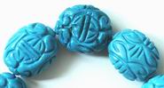 3 Large Carved Blue Turquoise Beads - Individually Cut