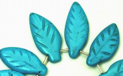 14  Robins Egg Blue Turquoise Leaf  Beads -100% Natural