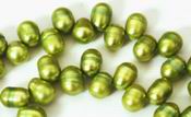 Large Lime-Green Pearl Bead Strand - 11mm x 8mm
