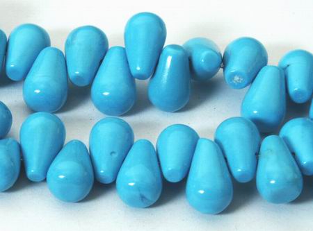 33 Blue Turquoise Teardrop Beads - Large 14mm