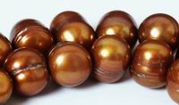 Large 10mm Copper Gold Potato Pearl Strand