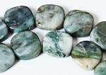 Large Green African Jade Square Bead Strand