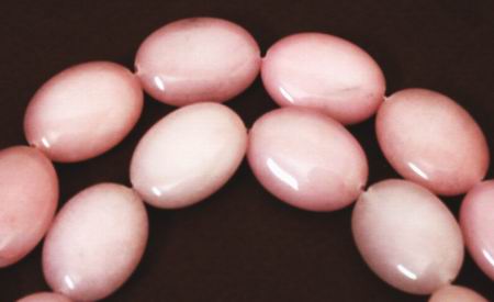 Large Blush Pink Jade Puff Oval Bead Strand