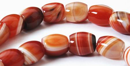 Jumbo Sardonyx Agate Barrel Beads - Heavy!