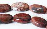 Unusual Oval Large Breciated Jasper Bead String