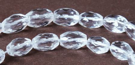 Faceted Clear Crystal Barrel Bead Strand