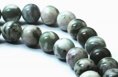 38 Beautiful Lotus Green Jasper Beads - Large 10mm