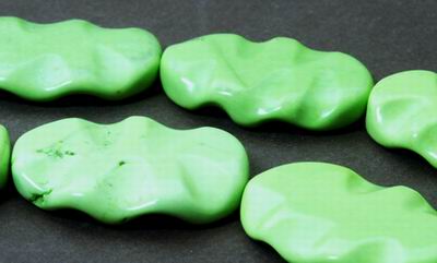 Huge Wavy Gaspeite Oval Beads - 42mm