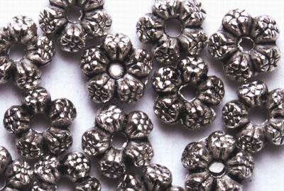 100 Silver Petal Bead Spacers - 925